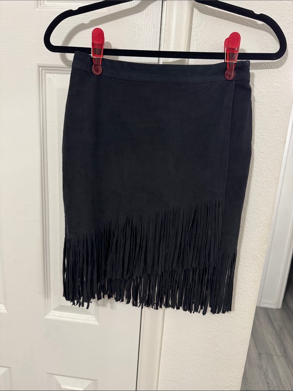Abercrombie & Fitch Black Fringe Suede Skirt